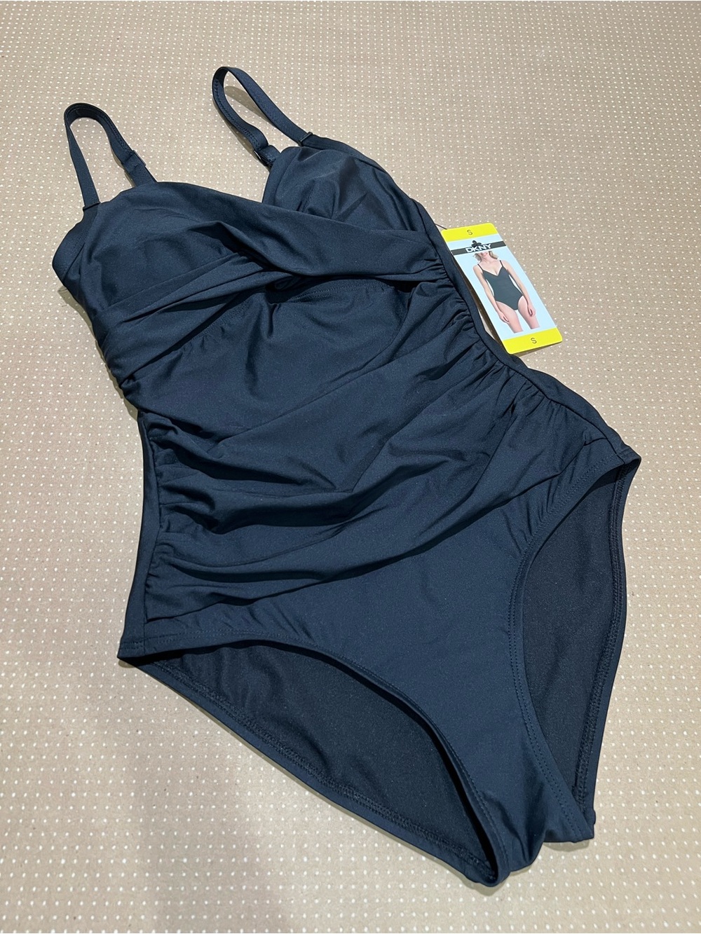 Dkny Navy Blue Ruched One-Piece Swimsuit